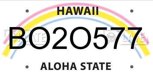 BO2O577 Hawaii License Plate