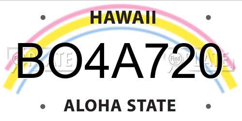 BO4A720 Hawaii License Plate