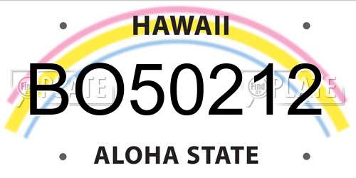 BO50212 Hawaii License Plate