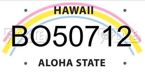 BO50712 Hawaii License Plate