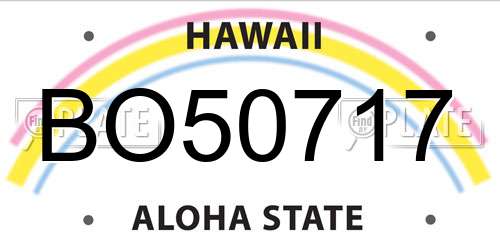 BO50717 Hawaii License Plate