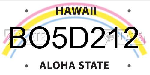 BO5D212 Hawaii License Plate