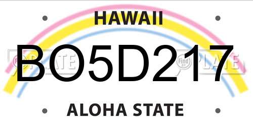 BO5D217 Hawaii License Plate