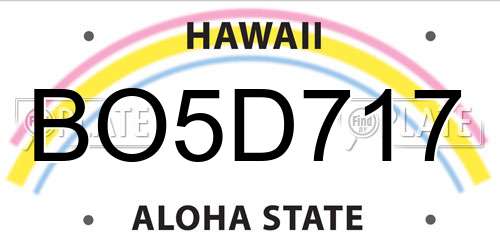 BO5D717 Hawaii License Plate
