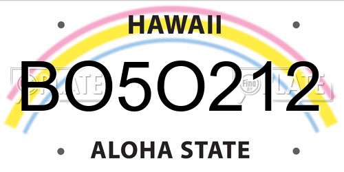 BO5O212 Hawaii License Plate