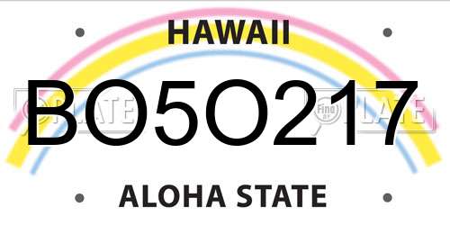 BO5O217 Hawaii License Plate