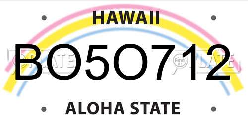 BO5O712 Hawaii License Plate
