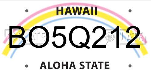 BO5Q212 Hawaii License Plate
