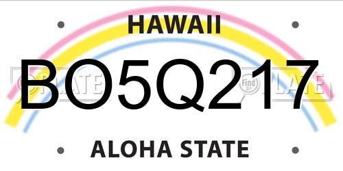 BO5Q217 Hawaii License Plate