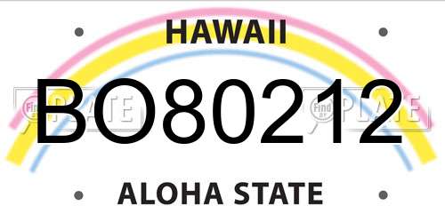 BO80212 Hawaii License Plate