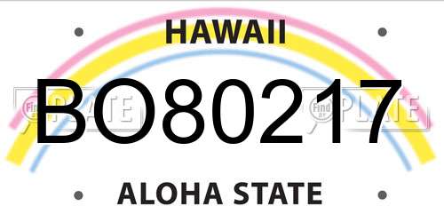 BO80217 Hawaii License Plate