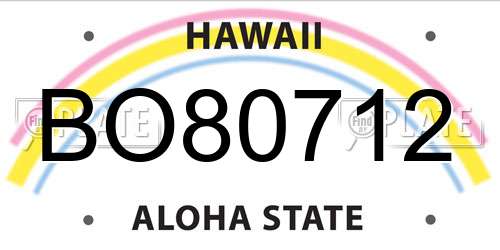 BO80712 Hawaii License Plate