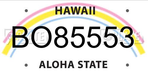 BO85553 Hawaii License Plate