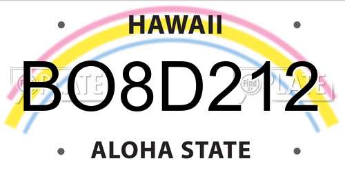 BO8D212 Hawaii License Plate