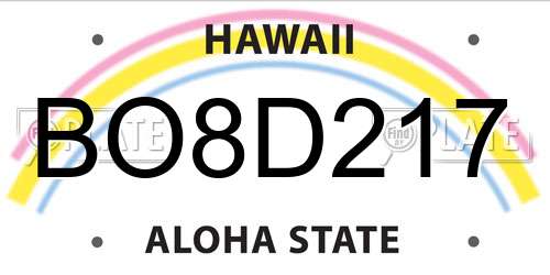 BO8D217 Hawaii License Plate