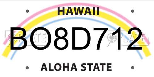 BO8D712 Hawaii License Plate