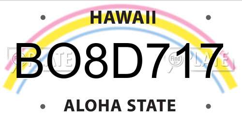 BO8D717 Hawaii License Plate
