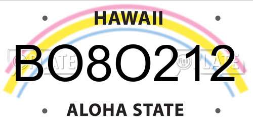 BO8O212 Hawaii License Plate