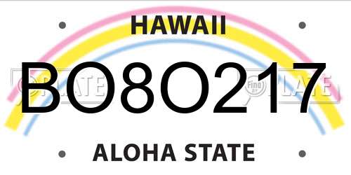 BO8O217 Hawaii License Plate