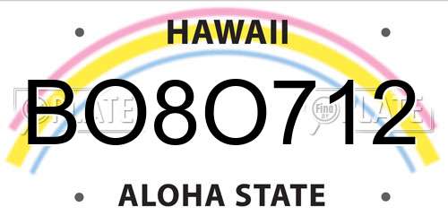 BO8O712 Hawaii License Plate