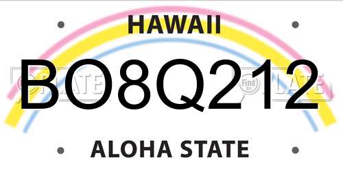 BO8Q212 Hawaii License Plate