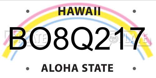 BO8Q217 Hawaii License Plate