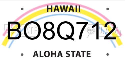 BO8Q712 Hawaii License Plate