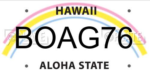 BOAG76 Hawaii License Plate