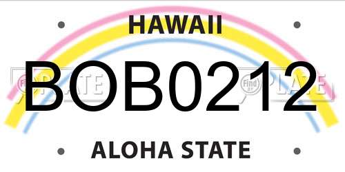 BOB0212 Hawaii License Plate