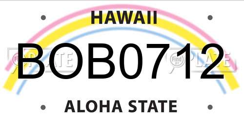 BOB0712 Hawaii License Plate