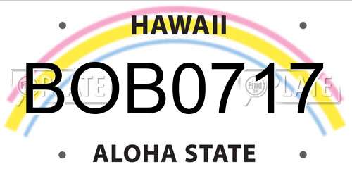 BOB0717 Hawaii License Plate