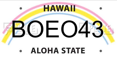 BOEO43 Hawaii License Plate