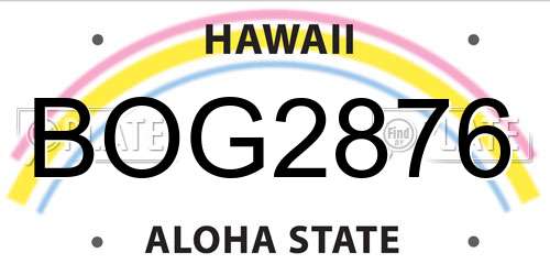 BOG2876 Hawaii License Plate