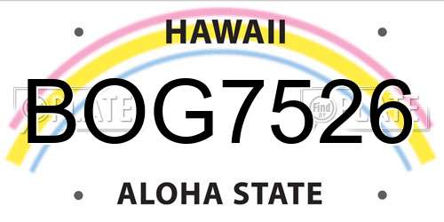 BOG7526 Hawaii License Plate