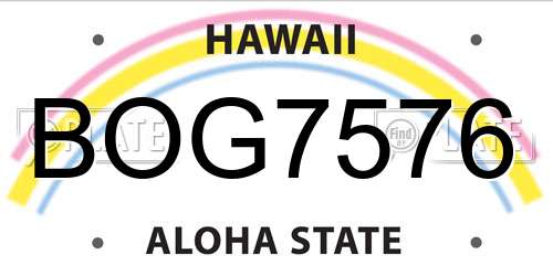 BOG7576 Hawaii License Plate