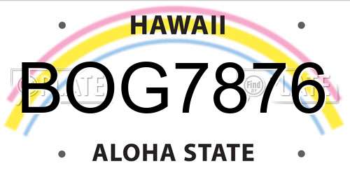 BOG7876 Hawaii License Plate