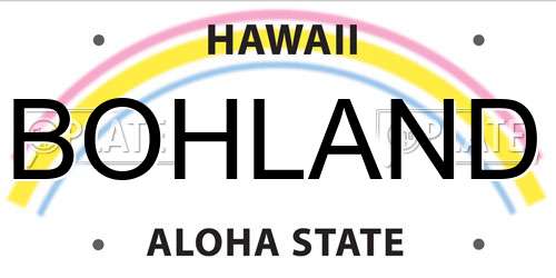 BOHLAND Hawaii License Plate