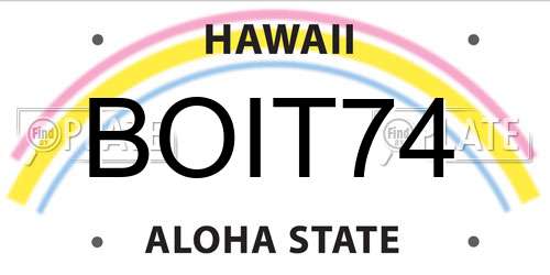 BOIT74 Hawaii License Plate