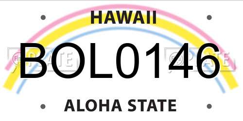 BOL0146 Hawaii License Plate