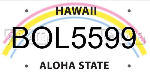 BOL5599 Hawaii License Plate
