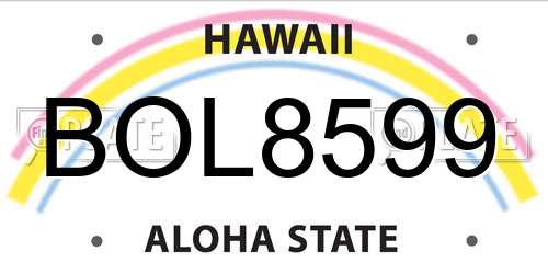BOL8599 Hawaii License Plate