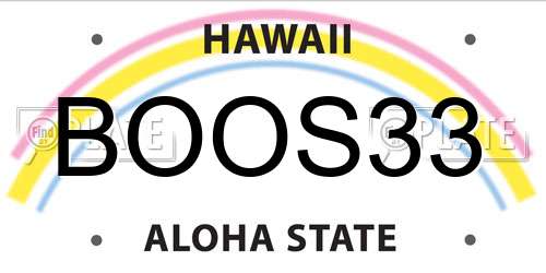 BOOS33 Hawaii License Plate