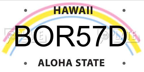 BOR57D Hawaii License Plate