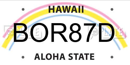 BOR87D Hawaii License Plate