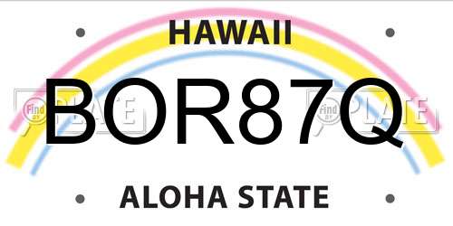 BOR87Q Hawaii License Plate