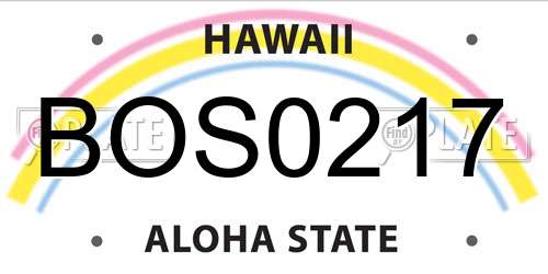 BOS0217 Hawaii License Plate