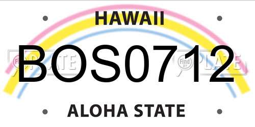 BOS0712 Hawaii License Plate