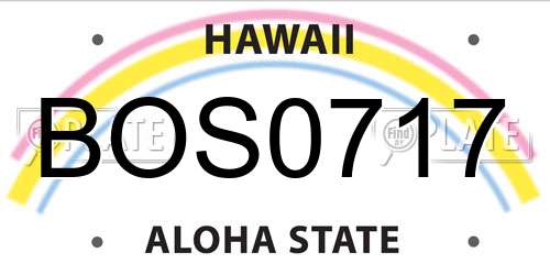 BOS0717 Hawaii License Plate
