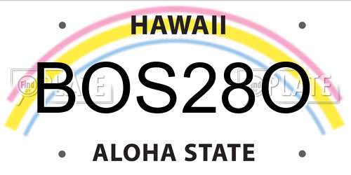BOS28O Hawaii License Plate