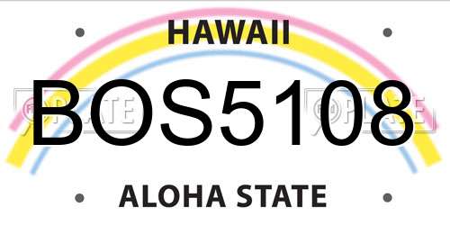 BOS5108 Hawaii License Plate